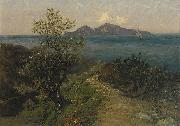 Sudliche Kustenlandschaft. Blick von der Hohe auf Insel an einem Sonnentag Julius Ludwig Friedrich Runge